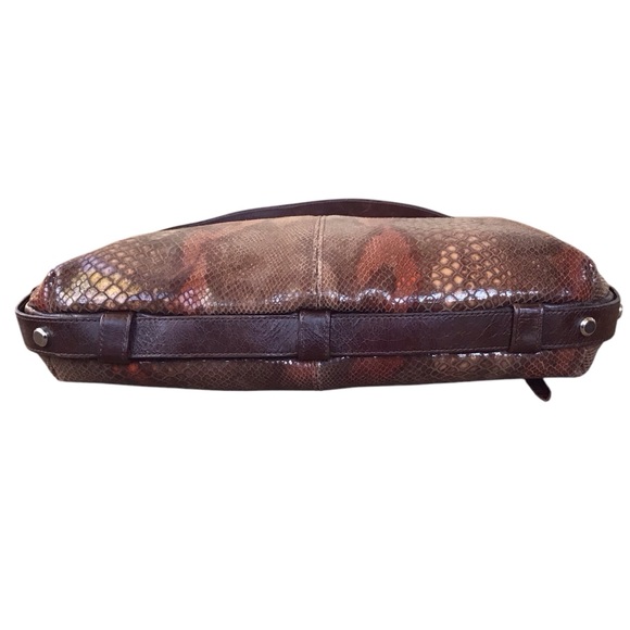 Pietro Alessandro Snakeskin Embossed Leather Studded Hobo Shoulder Bag - Picture 12 of 15